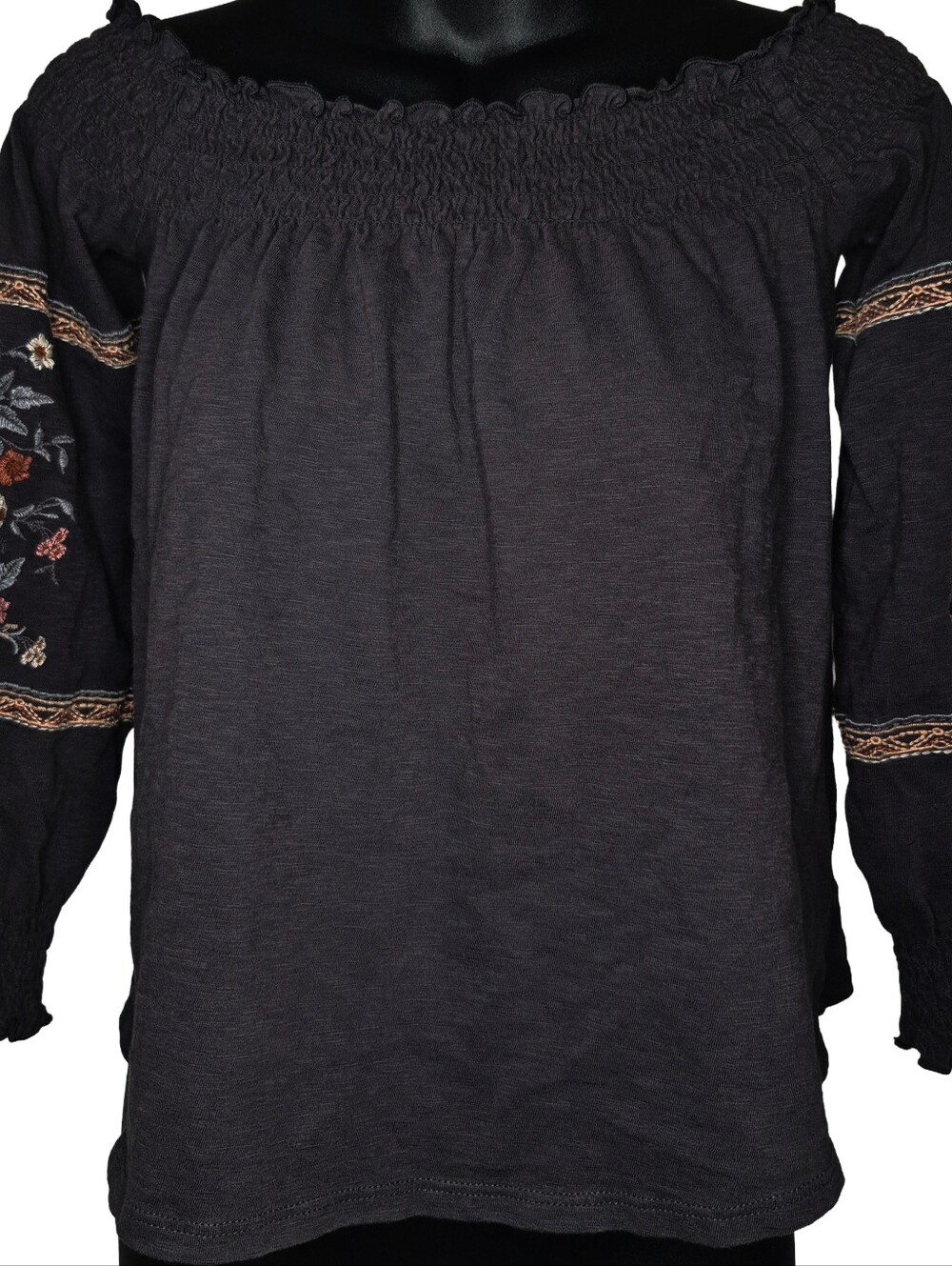 American Eagle Outfitters Charcoal Grey Off Shoulder Blouse